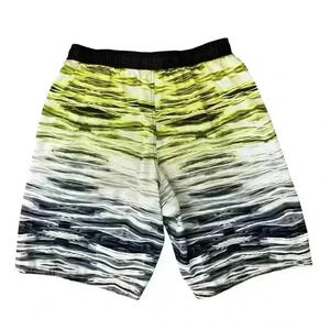 Nike Men’s XL Board Shorts Swimsuit Black and Yellow Neon Drawstring 11” inseam